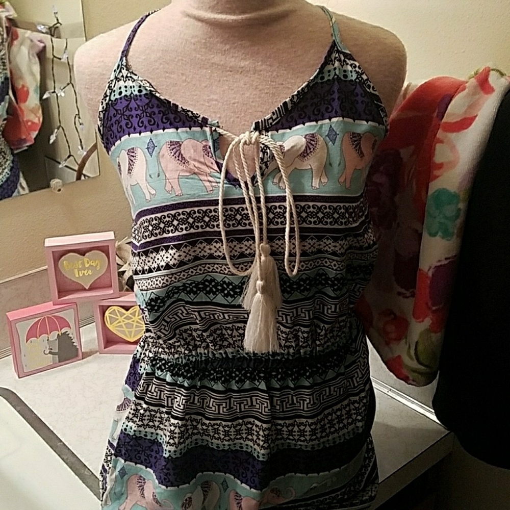 Small Romper w/tribal designs and elephants.